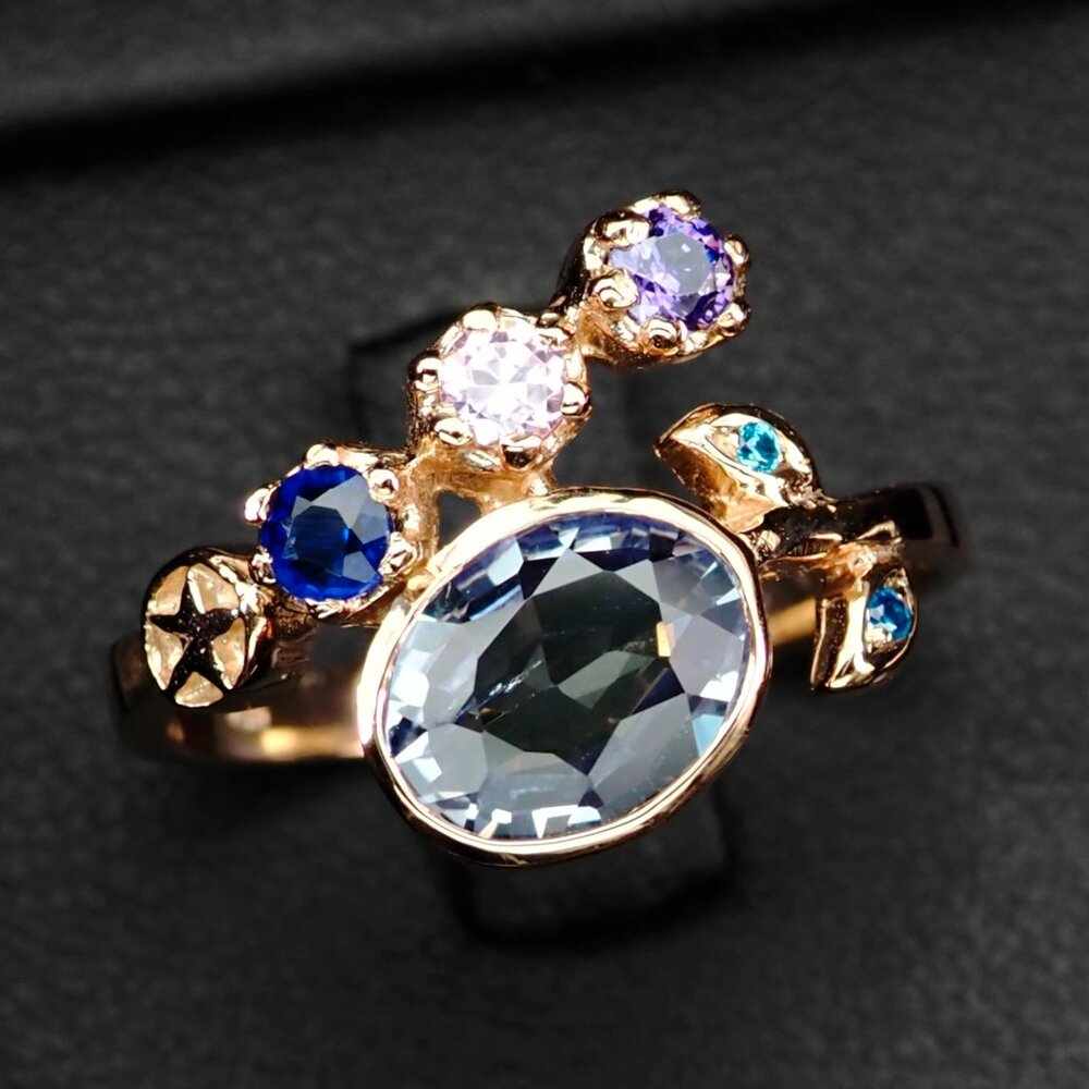 Exquisite Color Changing Sapphire Rare 3.20Ct 925 Sterling Silver Ring Size 7